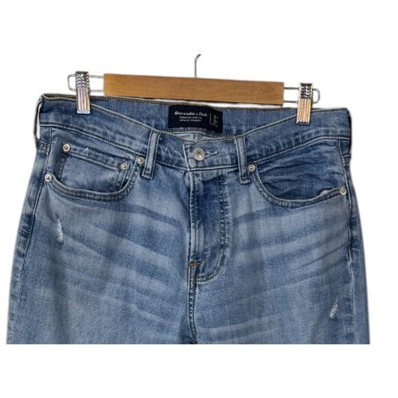 Abercrombie & Fitch Jeans Men 31 Blue Straight Leg Denim Preppy Distressed - Picture 2 of 7